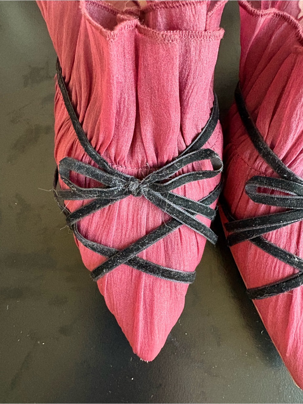 Antonio Melani x Nicola Bathie Sophia Chiffon Velvet Bow Dress Mules Size 9 - Picture 5 of 14